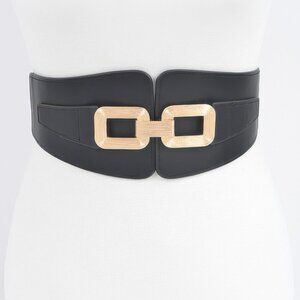 Ladies New Black & Gold Plus Size Metal link Belt 4" wide 39" long Stylish
